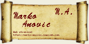 Marko Anović vizit kartica